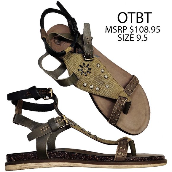 OTBT Shoes - OTBT Stargaze Studded Sandals Bohemian Khaki 9.5